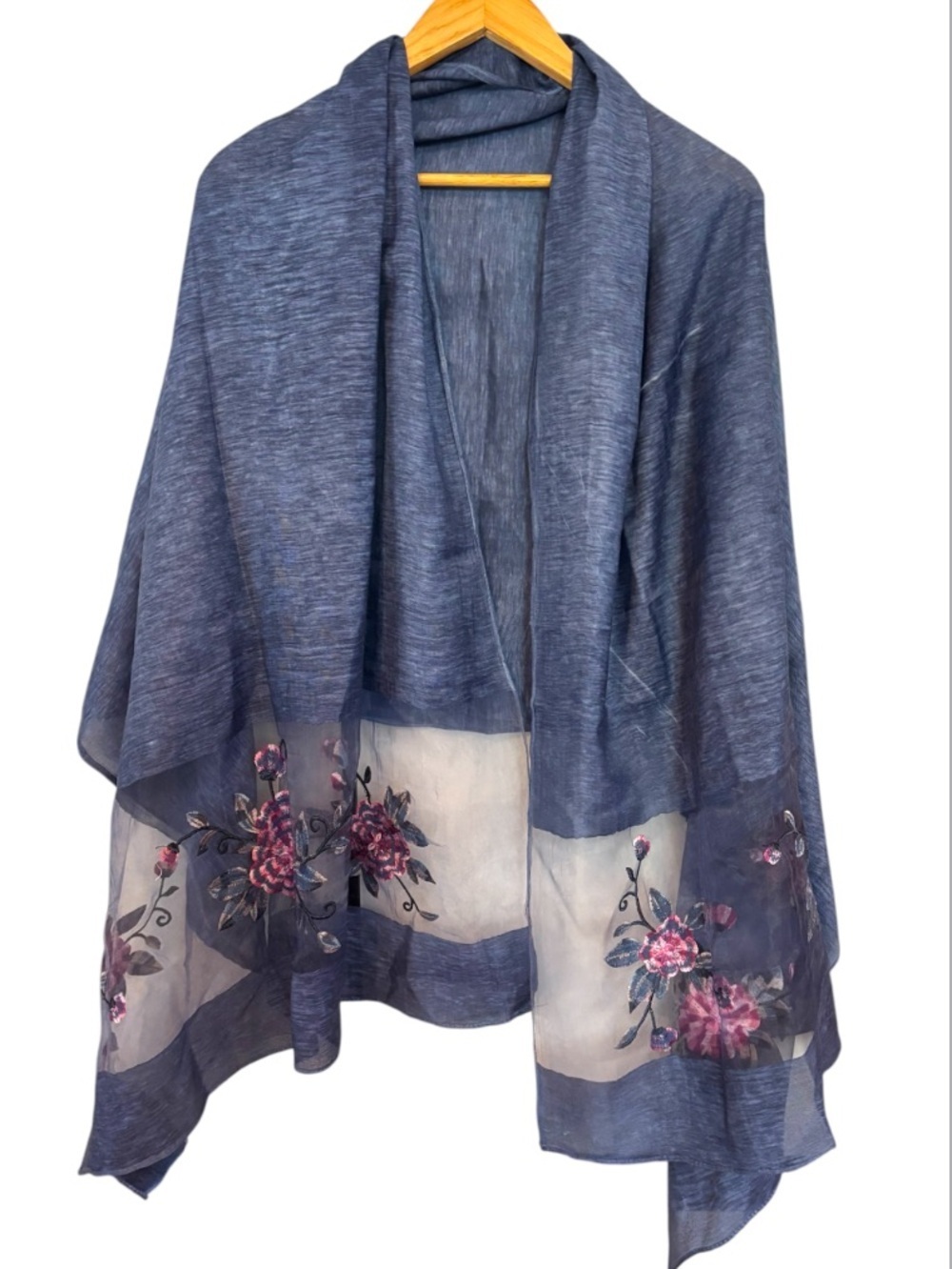 Aratta Silent Journey Sheer Floral Lace Trim Scarf NWOT